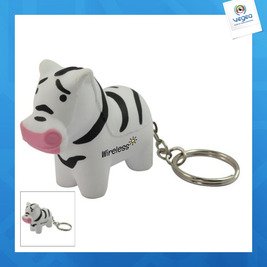 Anti-stress zebra keyring