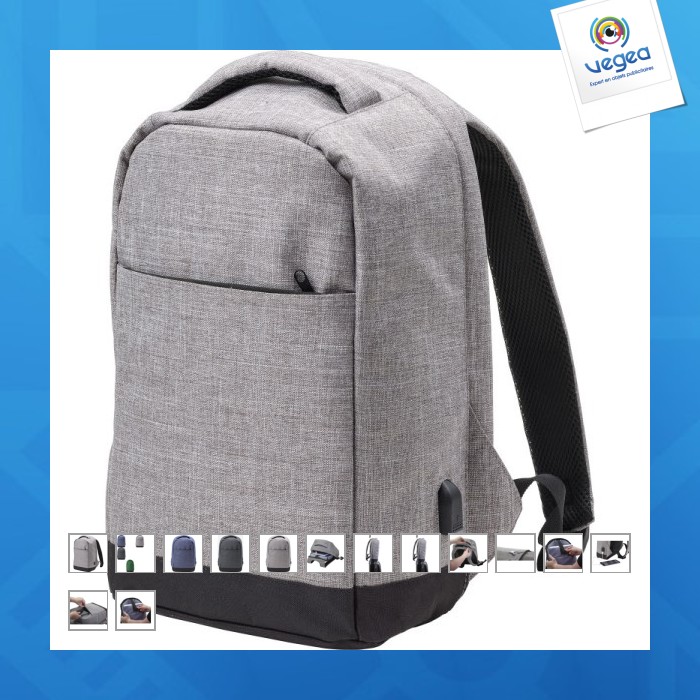 Anti-theft backpack in 600d polyester