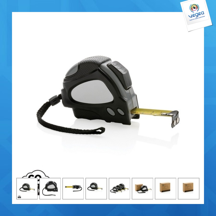 Auto stop tape measure 5m/19mm in recycled plastic rcs