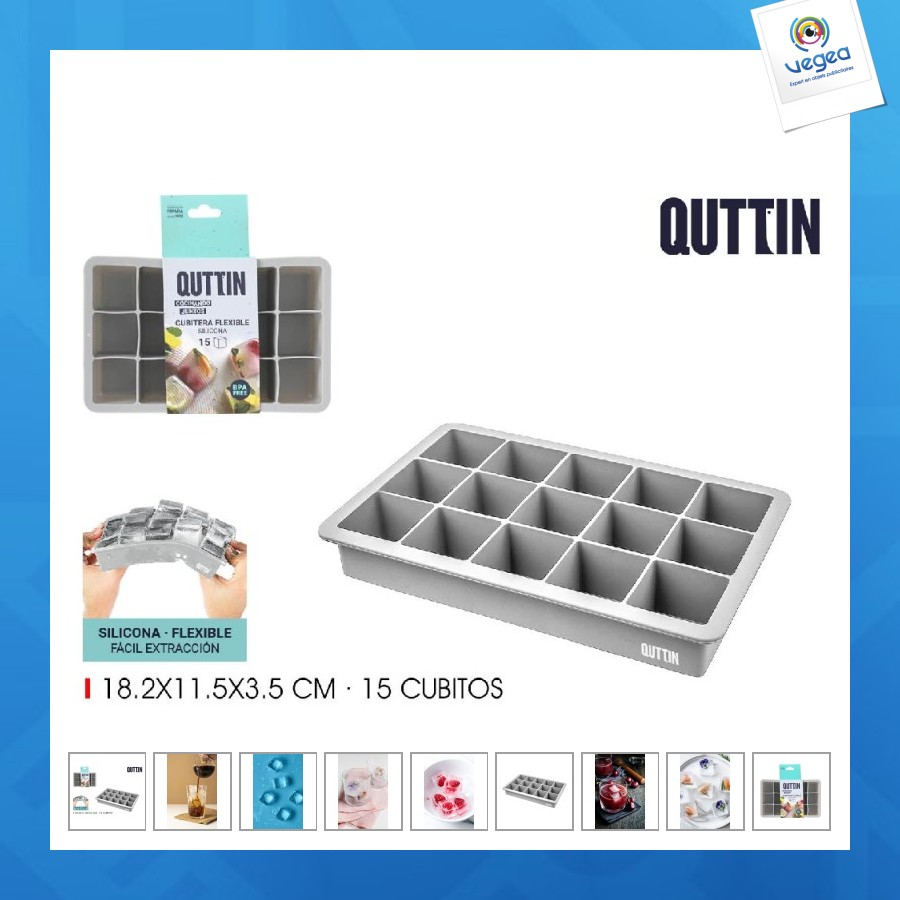 Bac à glaçons f flexible en silicone 15 cubito quttin
