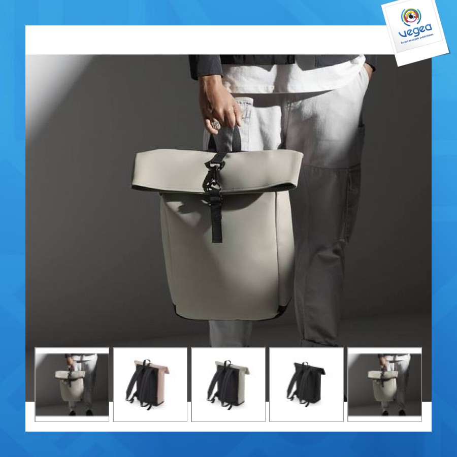 Backpack with roll-top flap