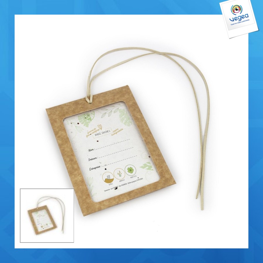 Badge holder with seeded paper badge