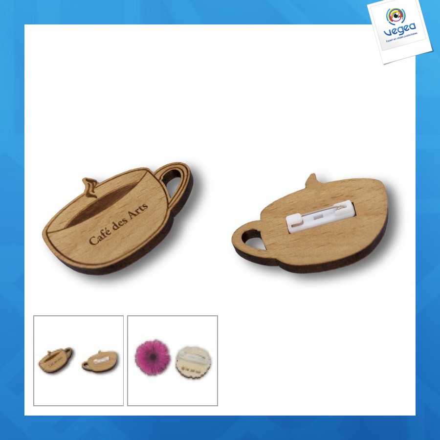 Badge wood- badbois - puht four-colour printing