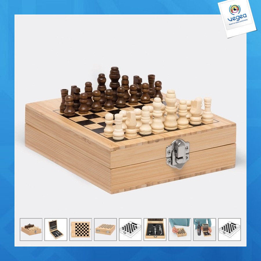 Bamboo chess wine set 