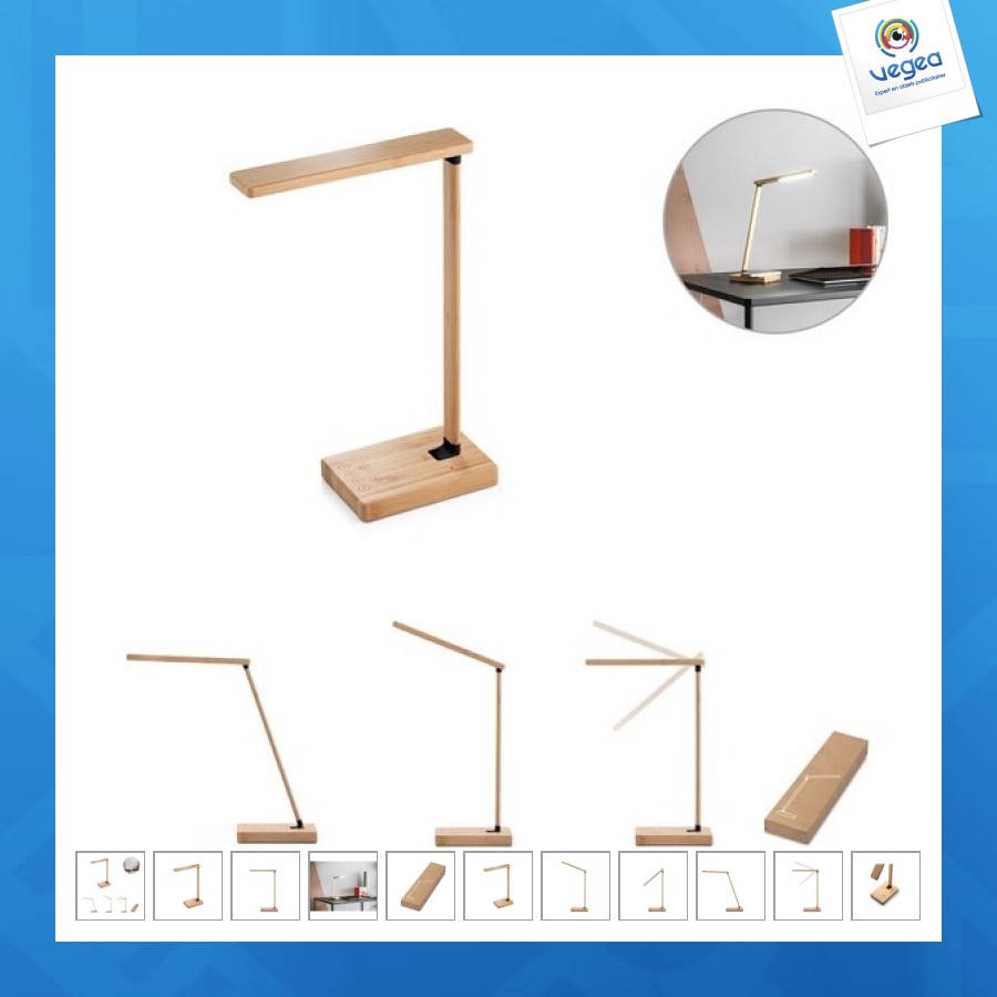 Bamboo lamp with cordless charger