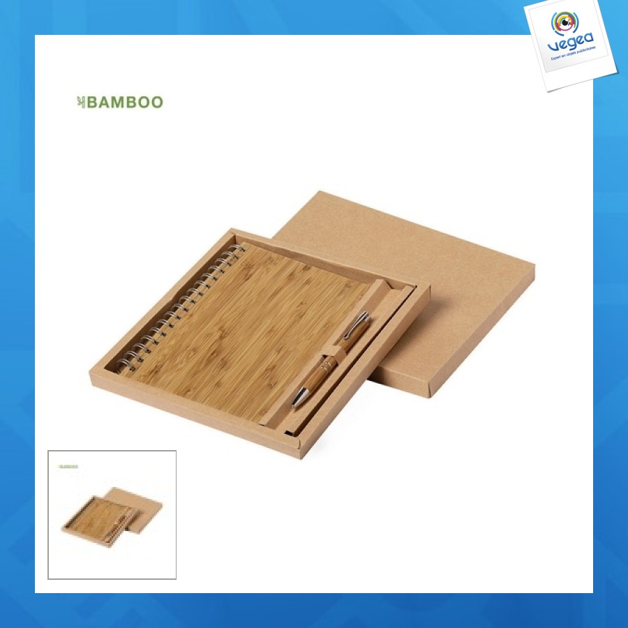 Bamboo pen and notebook set