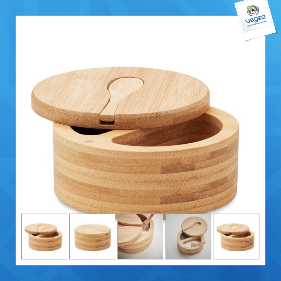 Bamboo salt and pepper box