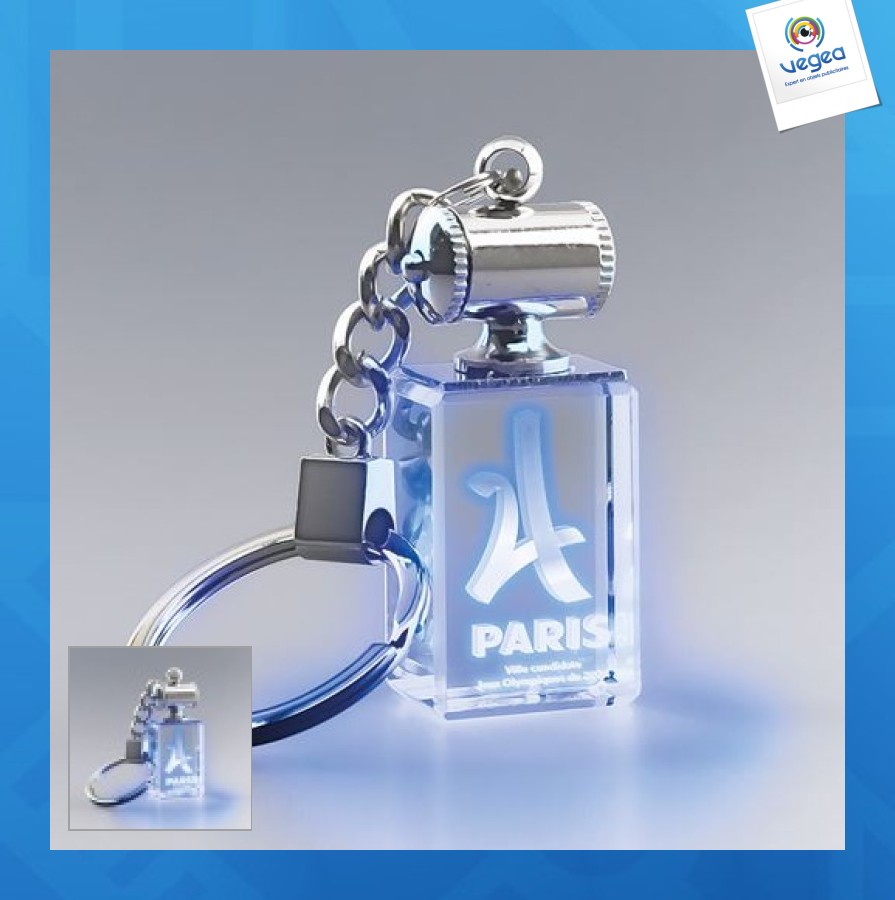 Blue luminous rectangle key ring