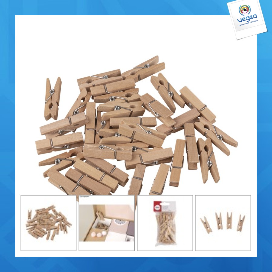 Bois pince à linge , naturel, 32 pièces