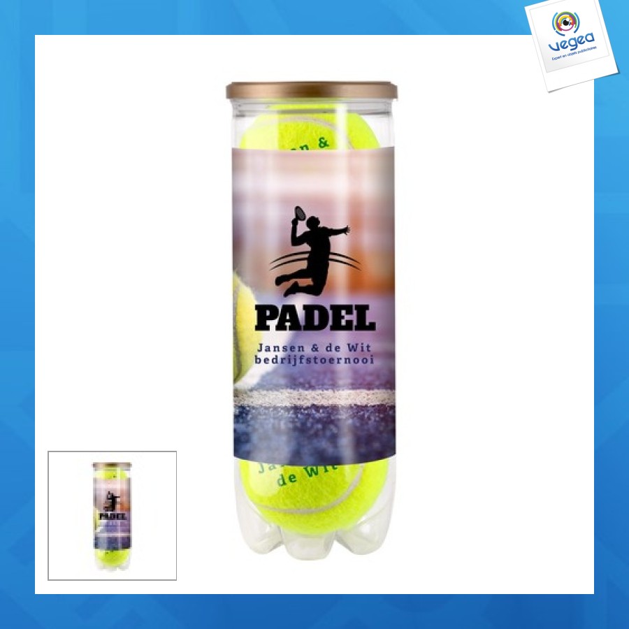 Box of 3 padel balls - logo on balls and box