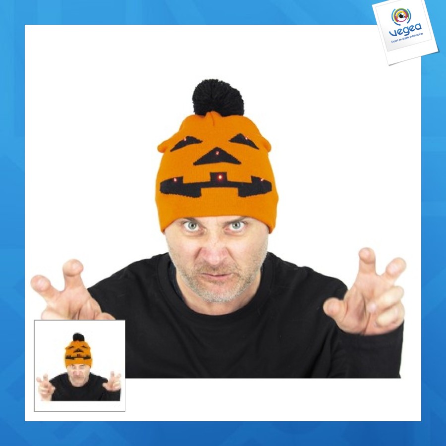 Bright pumpkin knit hat