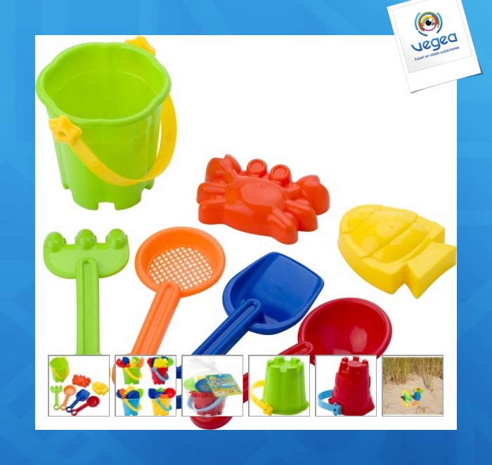 Brightly coloured beach bucket