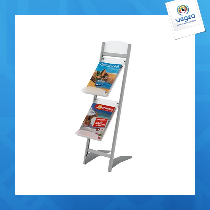 Brochure-displays alu incliné 2 niveaux a4