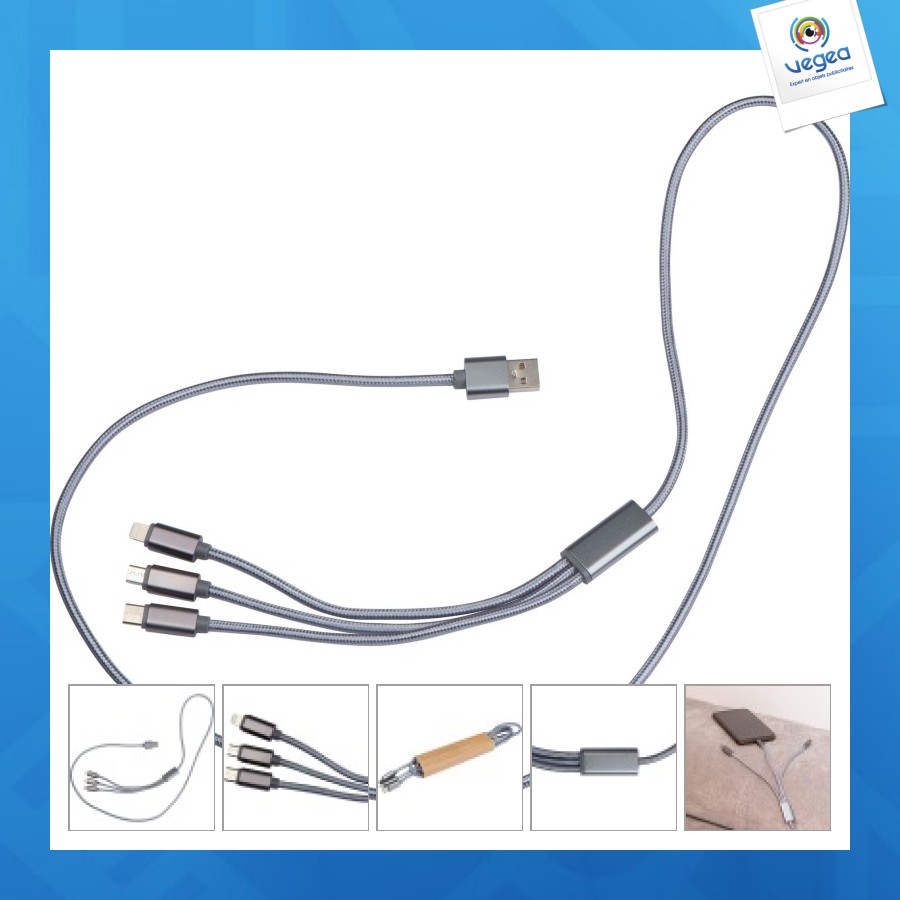 Câble de charge extralong, usb, micro-usb, c-type et lumière