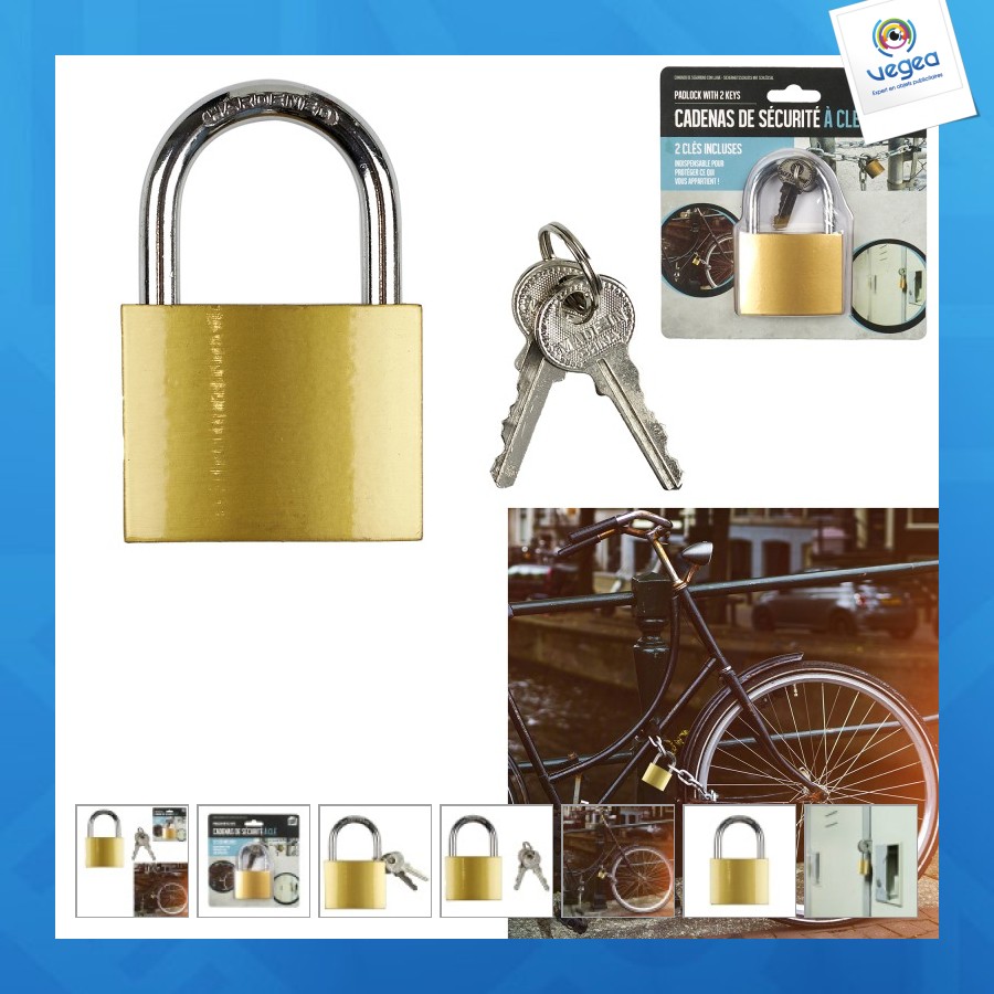 Cadenas de sécurité à clé h8.6cm