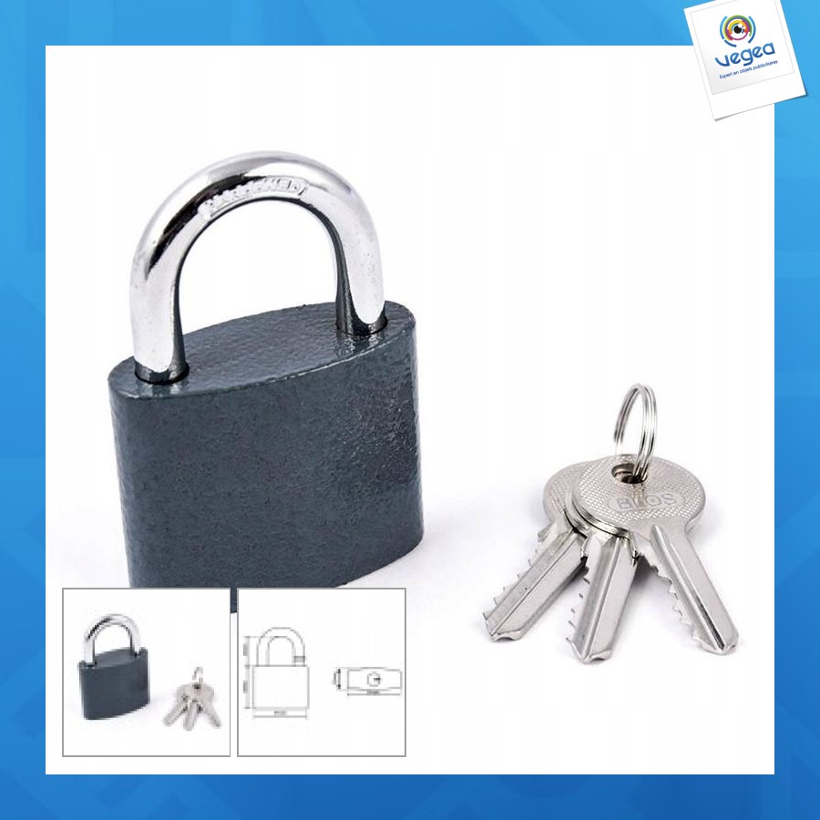 Cadenas en fer verni blos 60mm clés