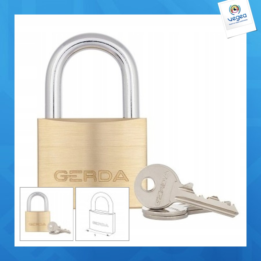 Cadenas gerda laiton 50mm avec bouton poussoir