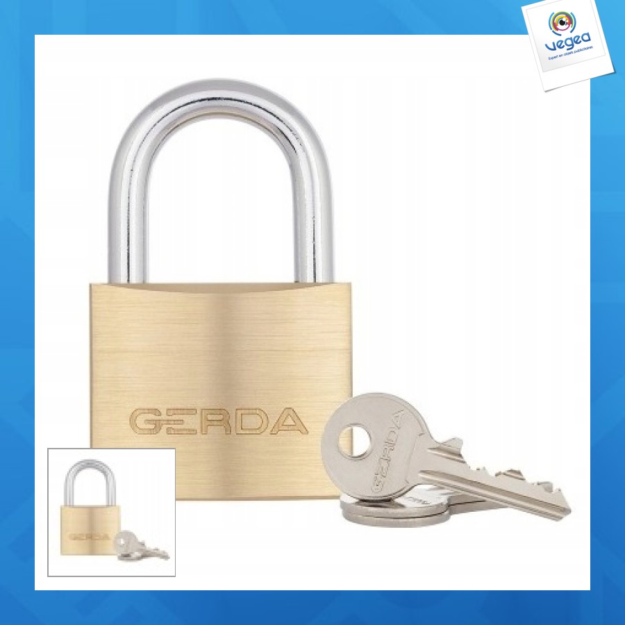Cadenas gerda laiton 60mm avec bouton poussoir