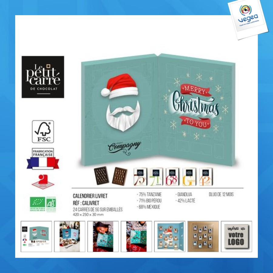 Calendrtier booklet containing 24 tasting squares of 5g each