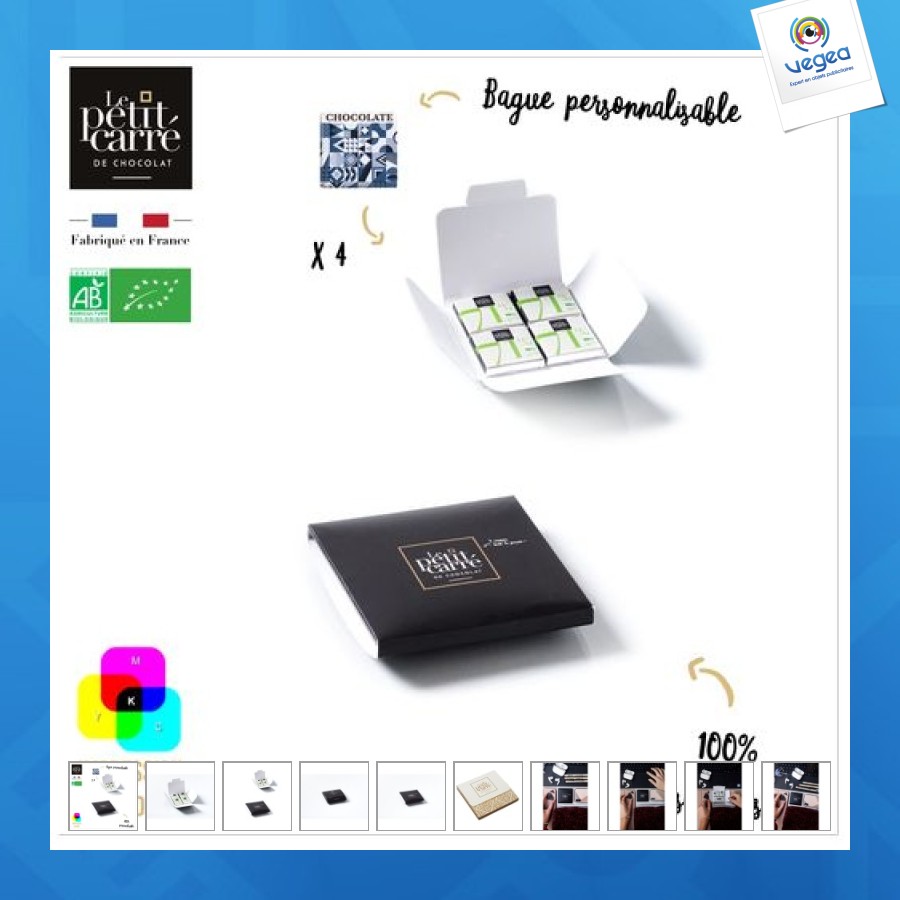 Card of 4 organic squares with customisable rings - double-sided printing