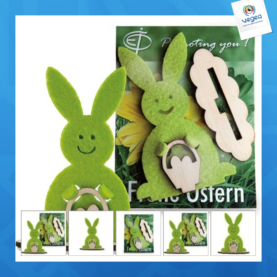 Card with wooden/feutrin figurine - rabbit