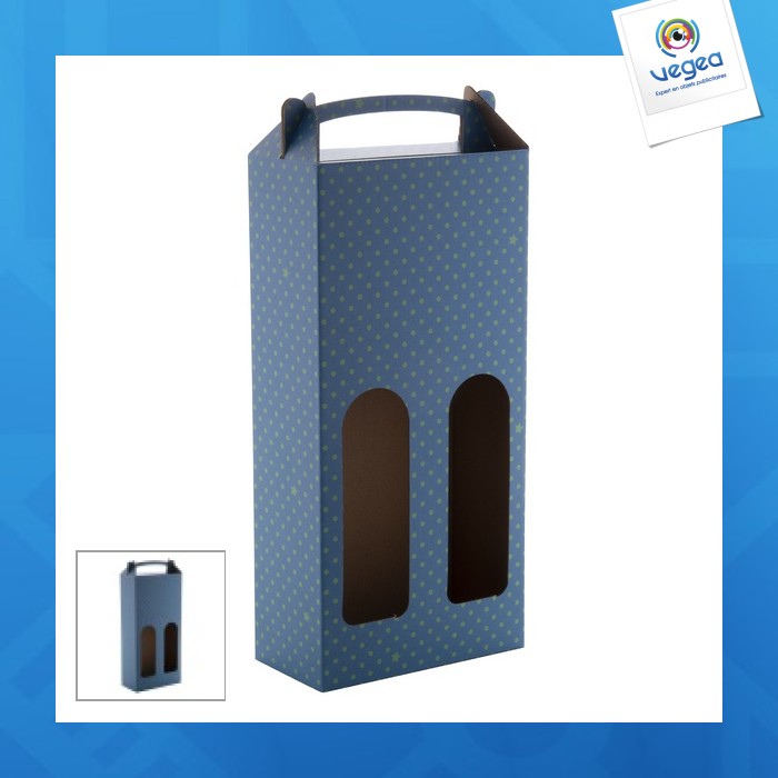 Cardboard box with handle 2 bottles