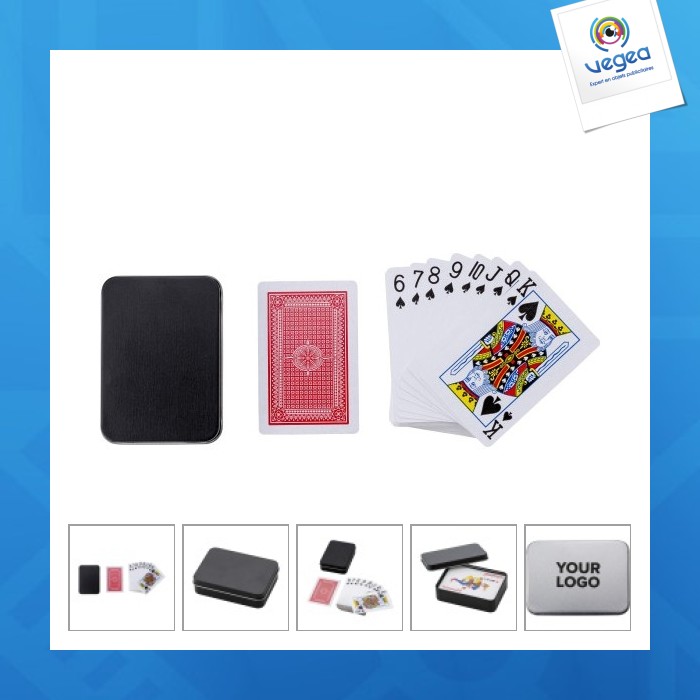 Cartes à jouer dans un étui en métal nathan