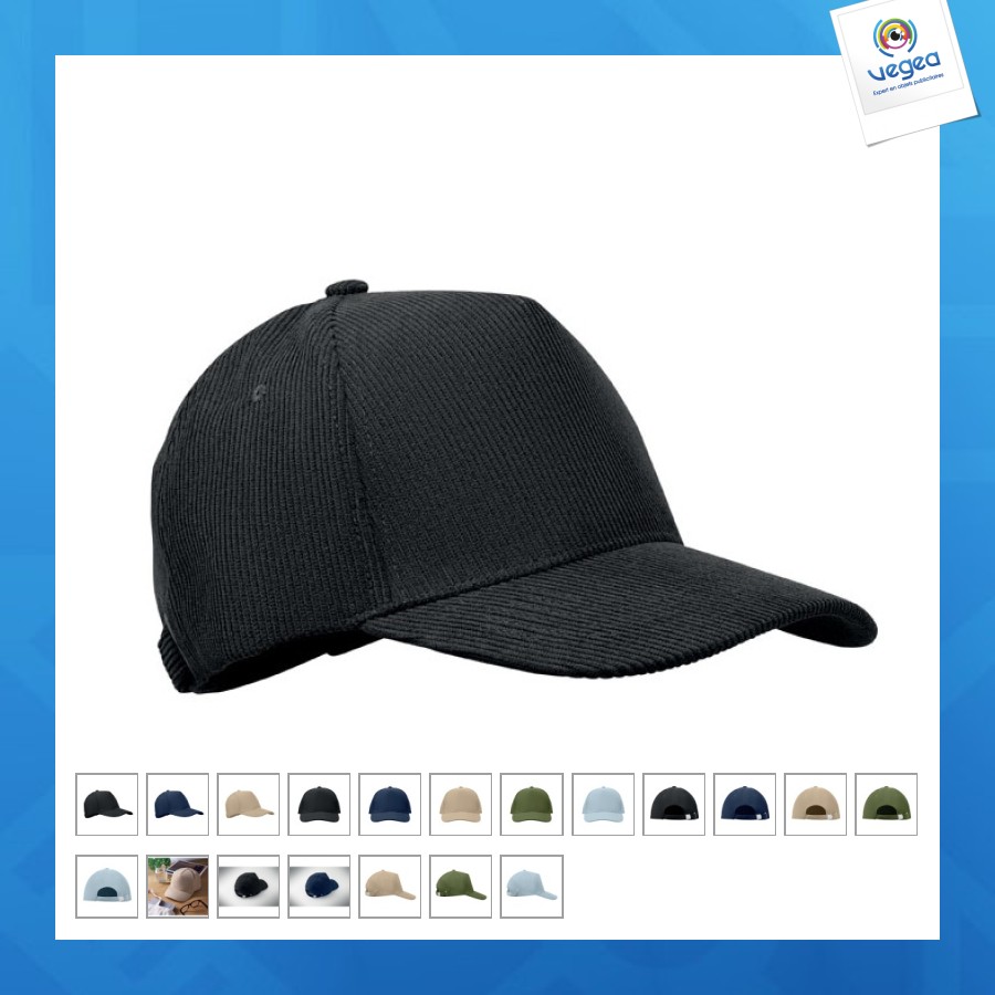 Casquette 5 pans en velours