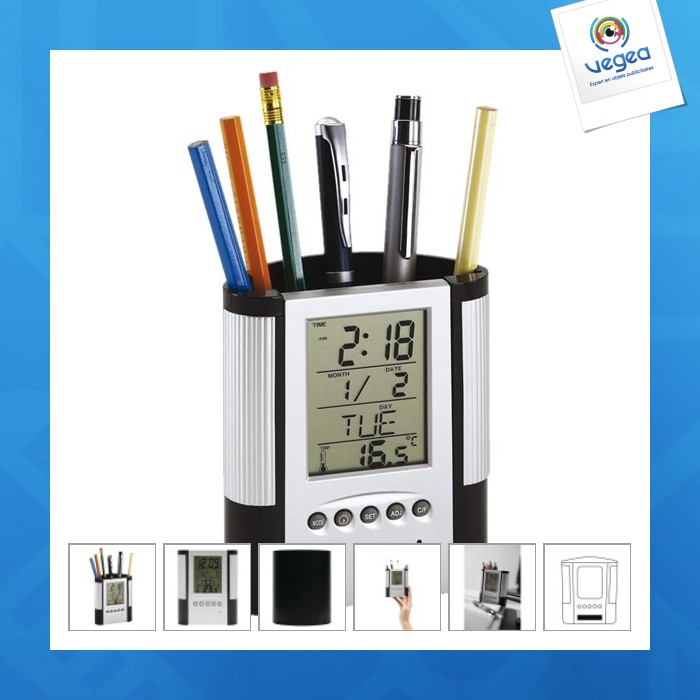 Cd-alarm clock/pen holder