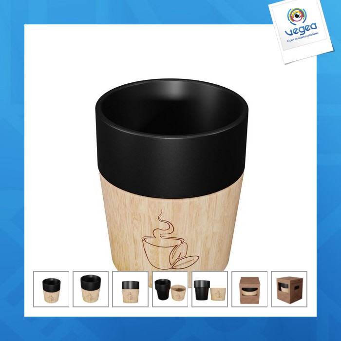 Ceramic and bamboo mug with magnet