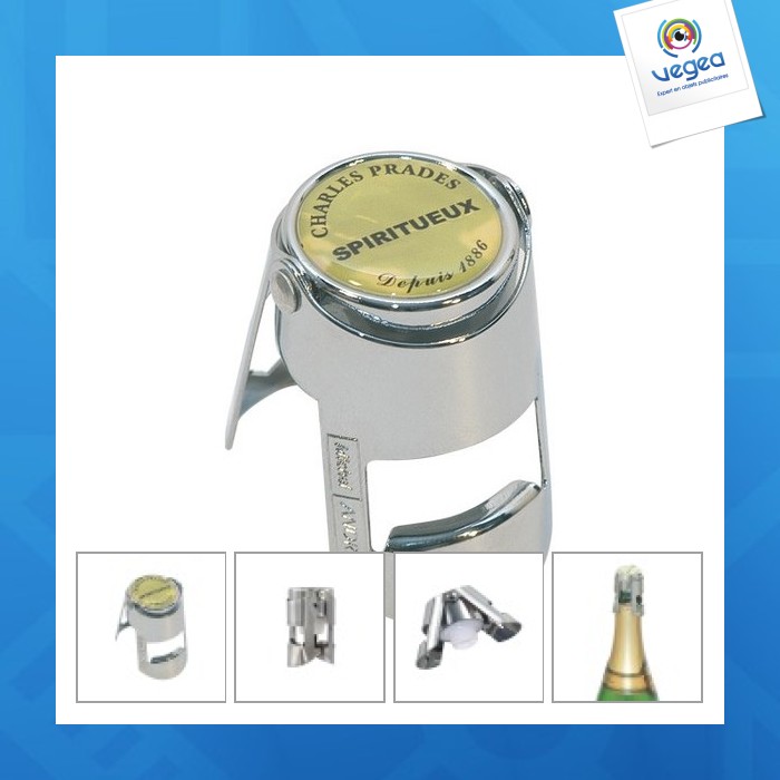 Champagne bottle stopper in metal