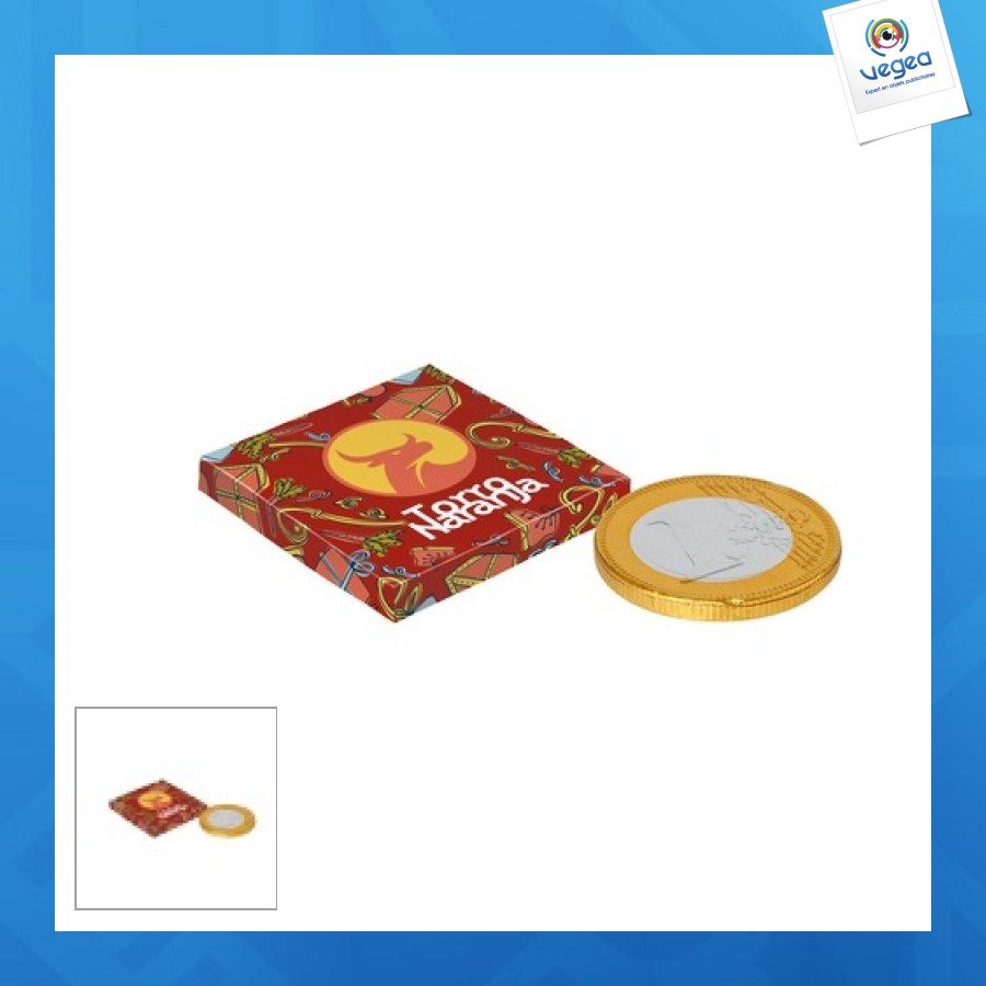 Chocolate coin in a box