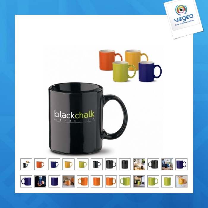 Classic two-coloured or black ceramic mug 30 cl