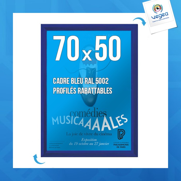 Clic-clac wall display frame 70x50 cm blue 5002