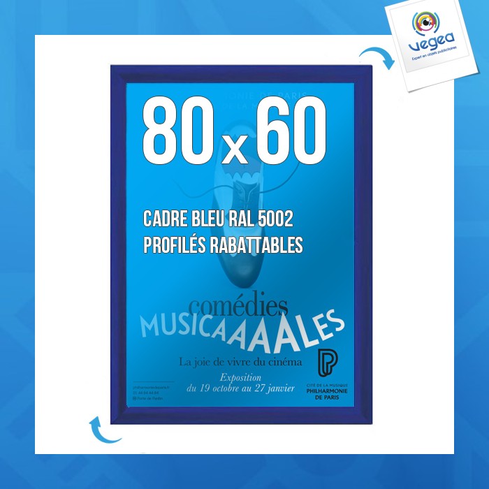 Clic-clac wall display frame 80x60 cm blue 5002