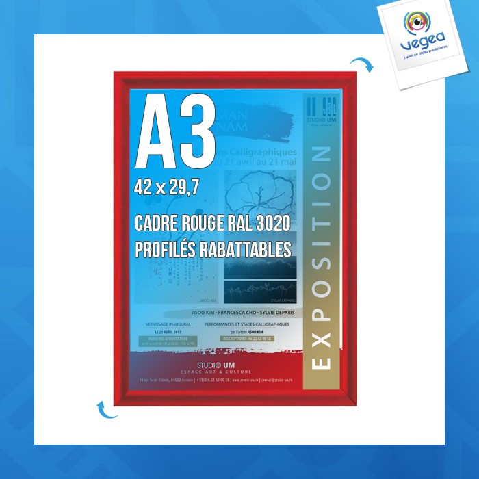 Clic-clac wall mounted display frame a.3 red 3020