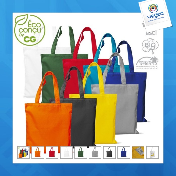 Colourful tote bag in organic cotton