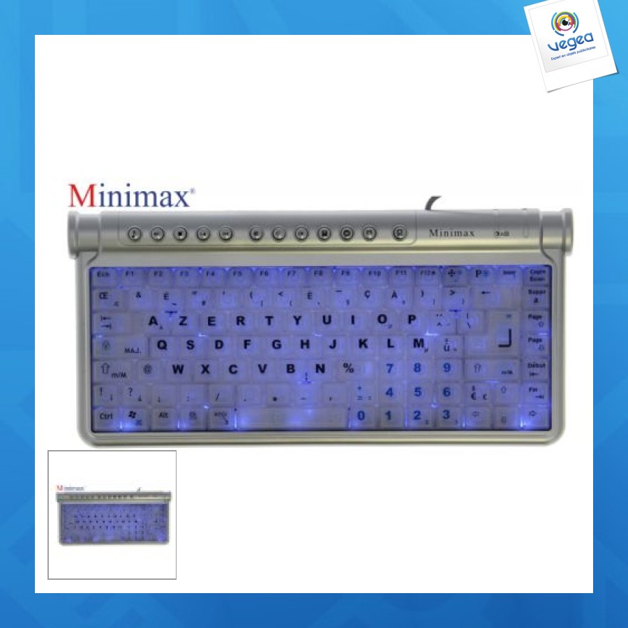 Compact luminous minimax keyboard with large letters