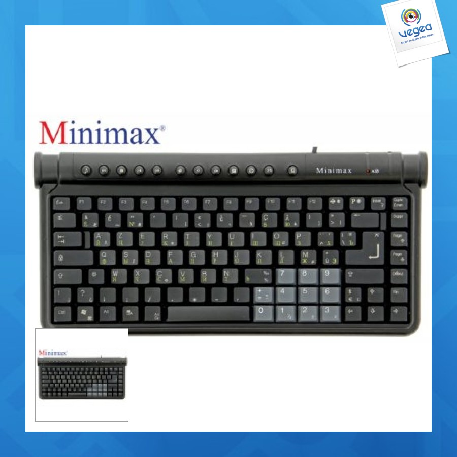 Compact minimax french-russian keyboard black 2 usb ports