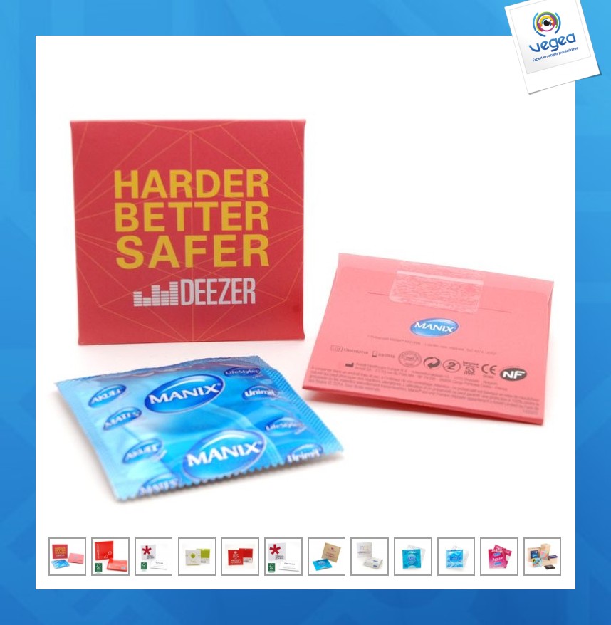 Condom in a square pouch
