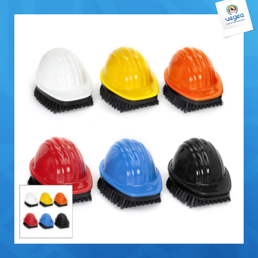 Construction helmet brush