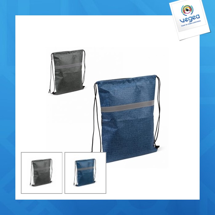 Corded backpack with reflective tape Corded backpack with reflective tape