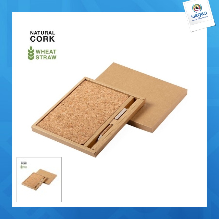 Cork pen and notebook set