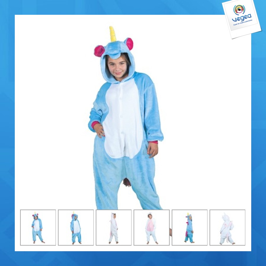 Costume kigurumi blue unicorn child t 7/9 years