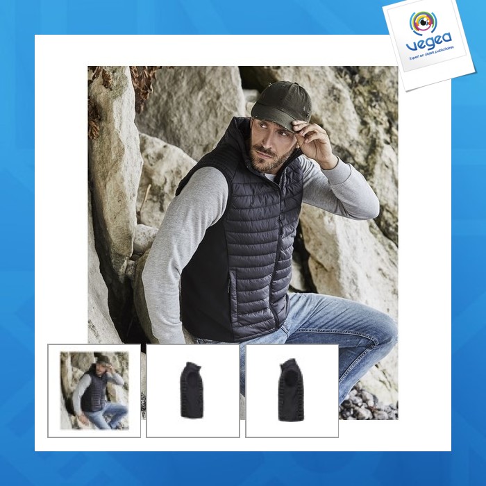 Crossover bodywarmer - men's bi-material bodywarmer