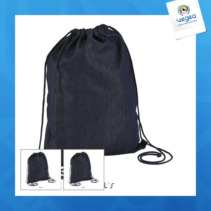 Denim drawstring bag - chill