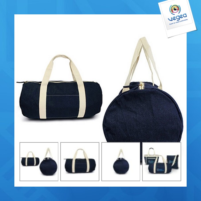 Denim duffel bag