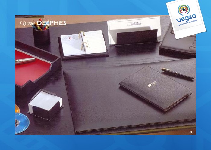 Dermil leather desk mat with delphes flap - size 56 x 38 cm