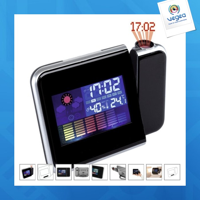 Desk clock with colour projection