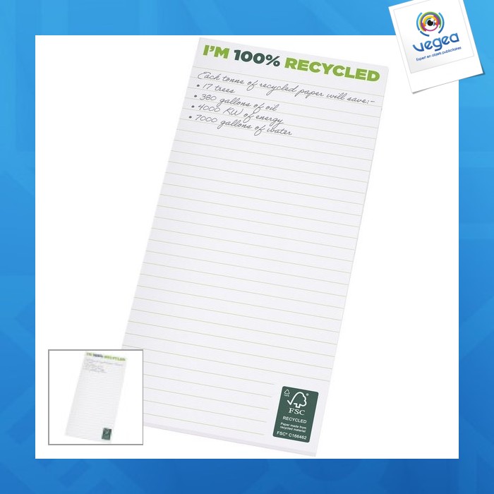 Desk-mate® recycled notepad 1/3 a4 50 sheets